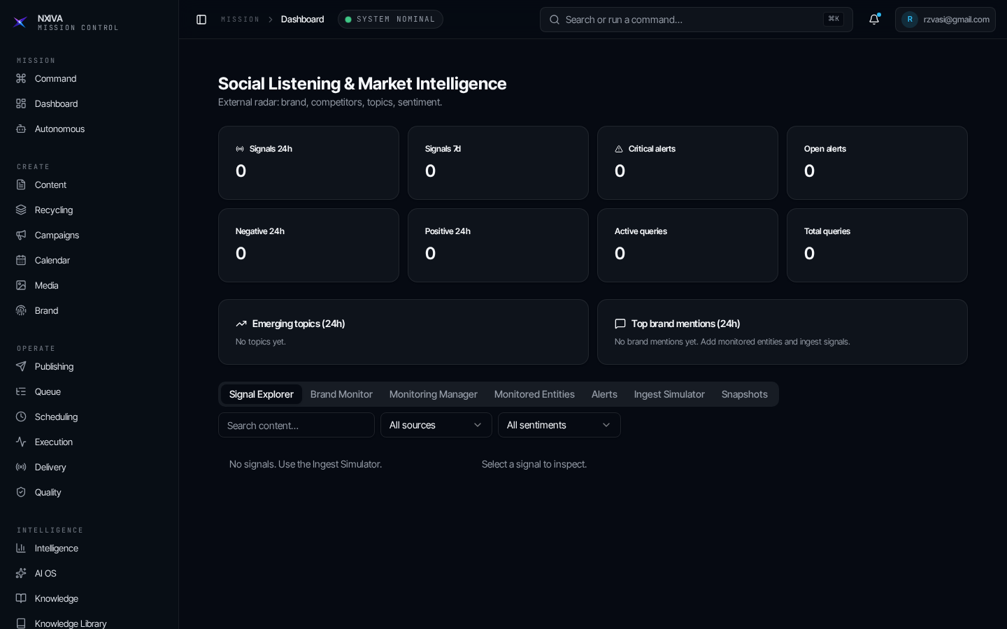 Social Listening & Market Intelligence — real UI screenshot